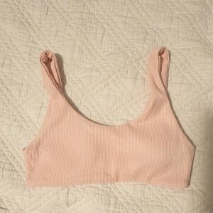 SHEIN Light Pink Ribbed Bikini Top